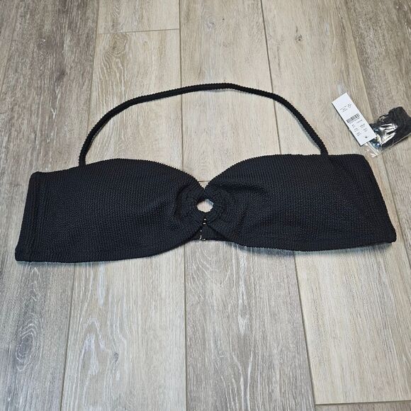 J. Crew Other - J. Crew Textured O-ring Halter Bikini Top Adjustable Straps Black Womens 2X Plus